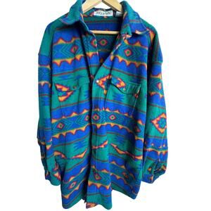 Bugle Boy Southwestern Flannel Snap Button Shirt Mens XL